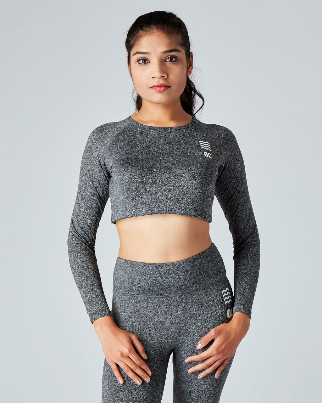 OC Eco Long Sleeve Grey Cropped Top
