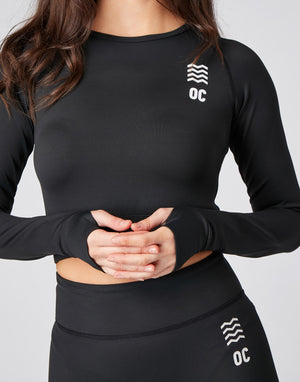 OC Eco Long Sleeve Black Cropped Top